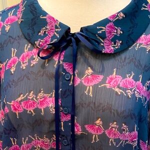 Sheer Blue Ballerina Print Top